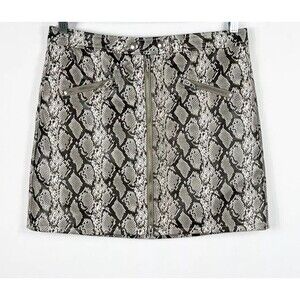 BlankNYC Mini Skirt Womens Size 29 Faux Leather Snakeskin Print Moto Zip Up